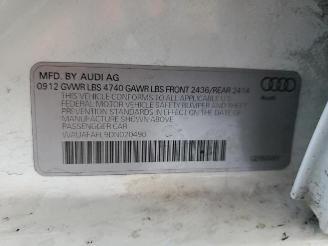 WAUAFAFL9DN020490 - 2013 AUDI A4 PREMIUM WHITE photo 12