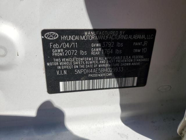 5NPDH4AE5BH029933 - 2011 HYUNDAI ELANTRA GLS WHITE photo 12