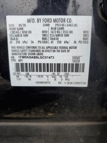 1FM5K8AB8LGC01473 - 2020 FORD EXPLORER POLICE INTERCEPTOR 黑色 照片 13