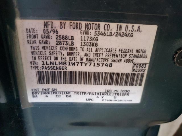 1LNLM81W7TY715748 - 1996 LINCOLN TOWN CAR EXECUTIVE Grün Foto 12