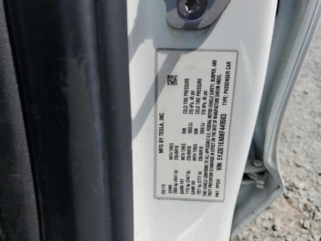 5YJ3E1EA8KF449503 - 2019 TESLA MODEL 3 WHITE photo 12