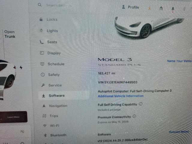 5YJ3E1EA8KF449503 - 2019 TESLA MODEL 3 WHITE photo 9