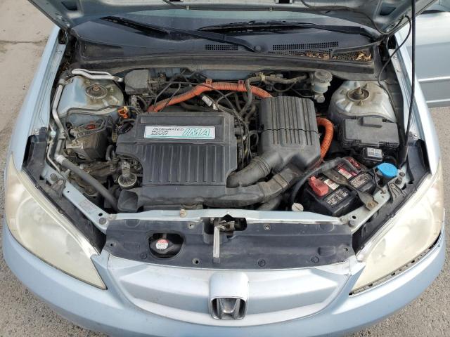 JHMES96685S016408 - 2005 HONDA CIVIC HYBRID BLUE photo 11