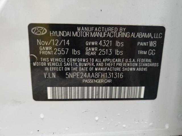 5NPE24AA8FH131316 - 2015 HYUNDAI SONATA ECO WHITE photo 12