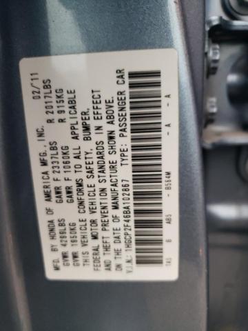 1HGCP2F46BA102867 - 2011 HONDA ACCORD LXP BLUE photo 13