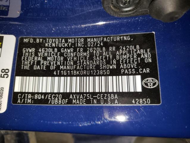 4T1G11BK0RU123850 - 2024 TOYOTA CAMRY SE NIGHT SHADE BLUE photo 12