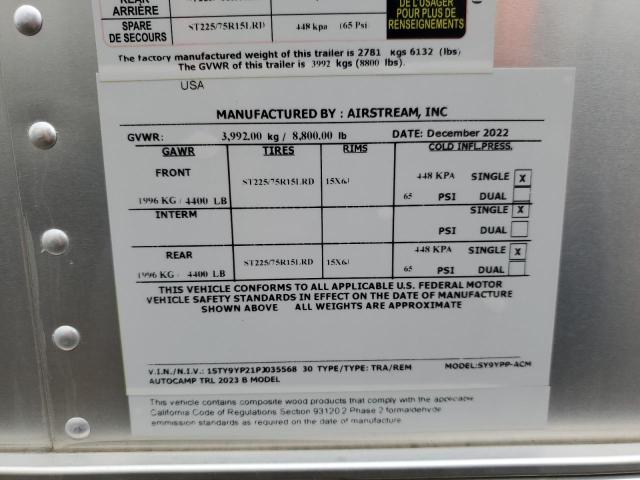 1STY9YP21PJ035568 - 2023 AIRS TRAVEL TRA 银色 照片 10