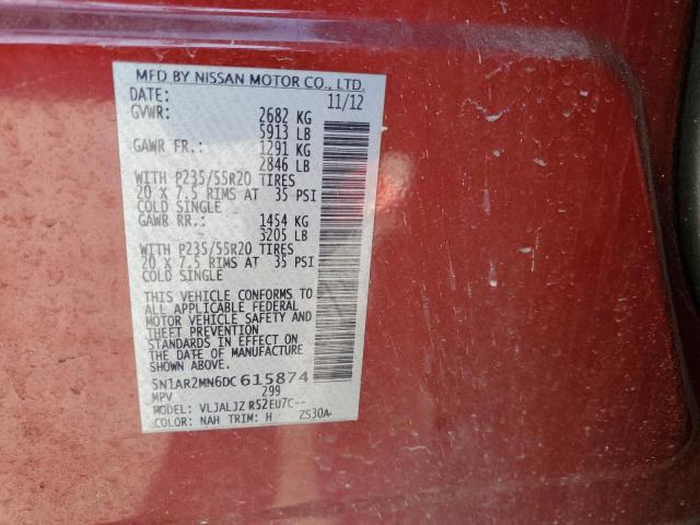 5N1AR2MN6DC615874 - 2013 NISSAN PATHFINDER S RED photo 13