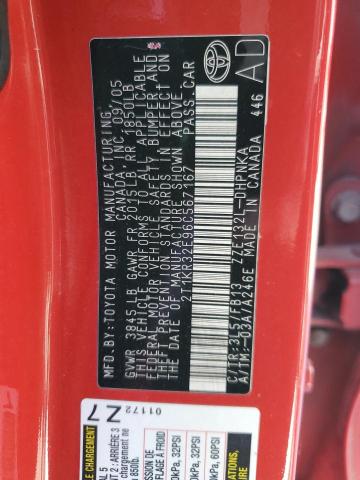 2T1KR32E96C567167 - 2006 TOYOTA COROLLA MA XR RED photo 12