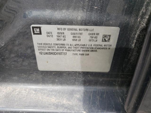 1G1JA6SH0C4187737 - 2012 CHEVROLET SONIC LS GRAY photo 12