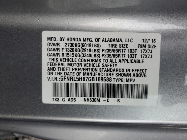 5FNRL5H67GB169688 - 2016 HONDA ODYSSEY EXL GRAY photo 13