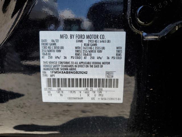 1FM5K8AB8NGB29242 - 2022 FORD EXPLORER POLICE INTERCEPTOR 黑色 照片 13