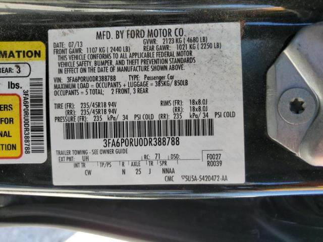 3FA6P0RU0DR388788 - 2013 FORD FUSION TITANIUM HEV BLACK photo 12