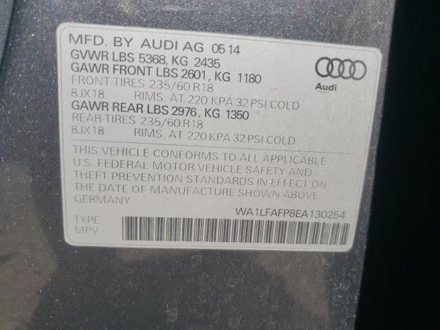 WA1LFAFP8EA130254 - 2014 AUDI Q5 PREMIUM PLUS GRAY photo 13