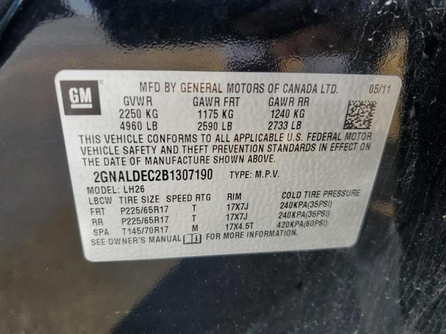 2GNALDEC2B1307190 - 2011 CHEVROLET EQUINOX LT BLACK photo 12