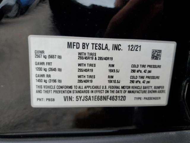 5YJSA1E68NF463120 - 2022 TESLA MODEL S Qara foto 13