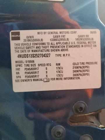 4NUDS13S252704327 - 2005 ISUZU ASCENDER S 蓝色 照片 12