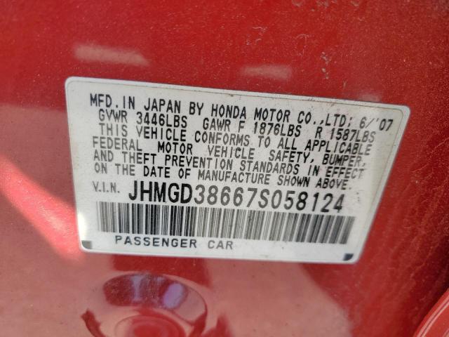 JHMGD38667S058124 - 2007 HONDA FIT S 红色 照片 13