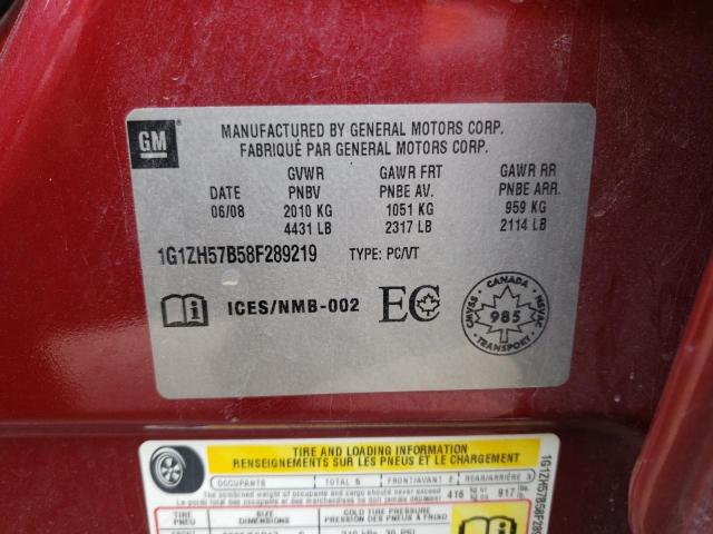 1G1ZH57B58F289219 - 2008 CHEVROLET MALIBU 1LT RED photo 12