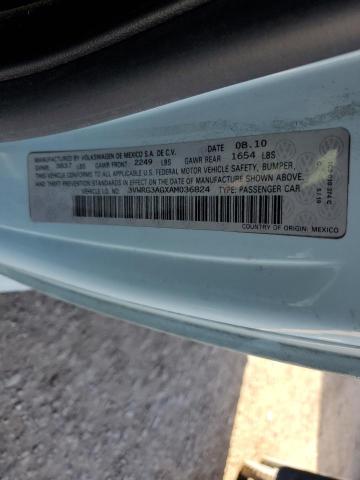 3VWRG3AGXAM036824 - 2010 VOLKSWAGEN NEW BEETLE BLUE photo 12