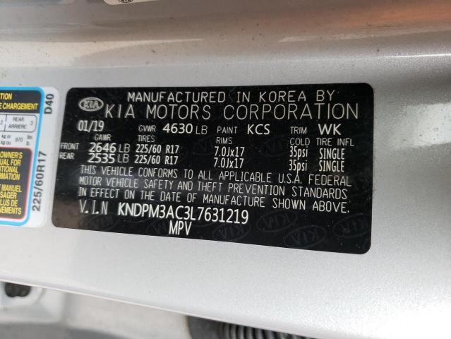 KNDPM3AC3L7631219 - 2020 KIA SPORTAGE LX SILVER photo 13