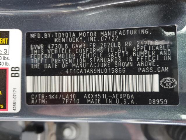 4T1CA1AB9NU015866 - 2022 TOYOTA AVALON LIMITED BLUE photo 12