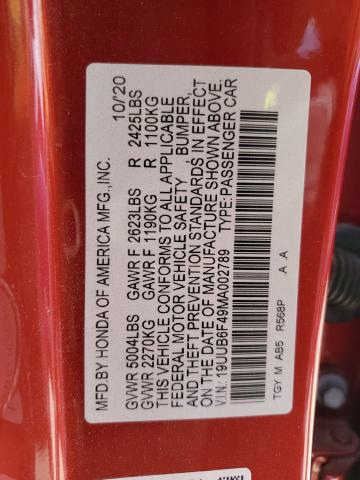 19UUB6F49MA002789 - 2021 ACURA TLX TECHNOLOGY წითელი ფოტო 13