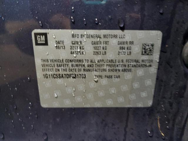 1G11C5SA7DF331703 - 2013 CHEVROLET MALIBU 1LT BLUE photo 12