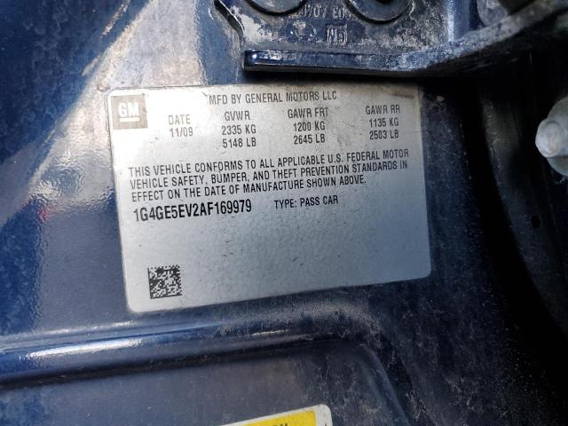 1G4GE5EV2AF169979 - 2010 BUICK LACROSSE CXS BLUE photo 12