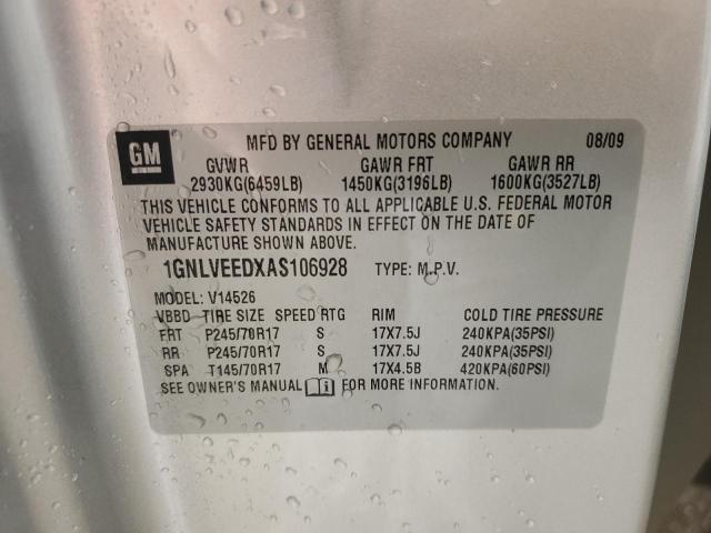 1GNLVEEDXAS106928 - 2010 CHEVROLET TRAVERSE LS SILVER photo 13