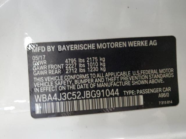 WBA4J3C52JBG91044 - 2018 BMW 430XI GRAN COUPE WHITE photo 12