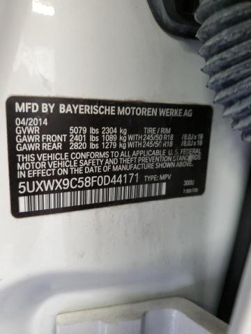 5UXWX9C58F0D44171 - 2015 BMW X3 XDRIVE28I WHITE photo 12