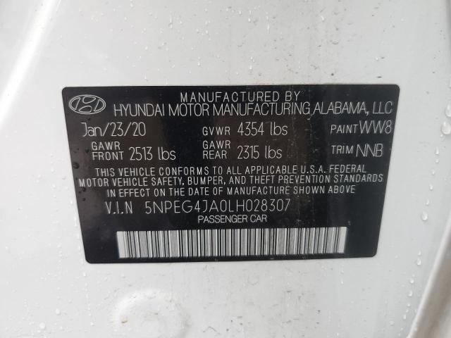 5NPEG4JA0LH028307 - 2020 HYUNDAI SONATA SE WHITE photo 12