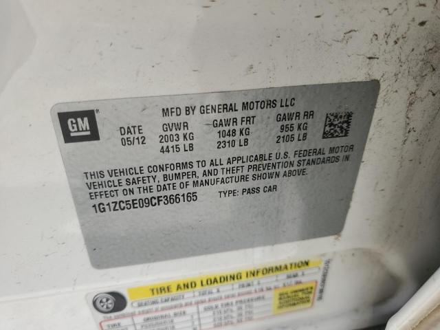 1G1ZC5E09CF366165 - 2012 CHEVROLET MALIBU 1LT 白色 照片 12