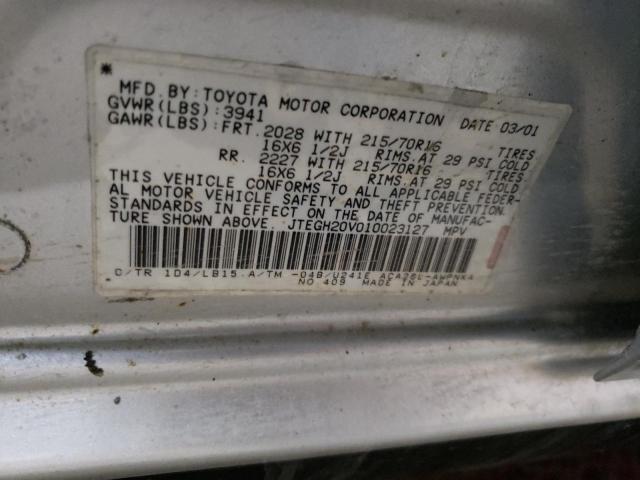 JTEGH20V010023127 - 2001 TOYOTA RAV4 SILVER photo 13