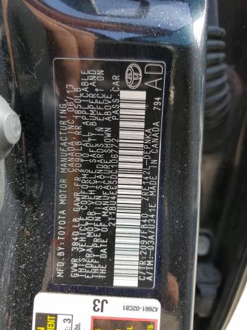 2T1BU4EE5DC106772 - 2013 TOYOTA COROLLA LE BASE BLACK photo 12