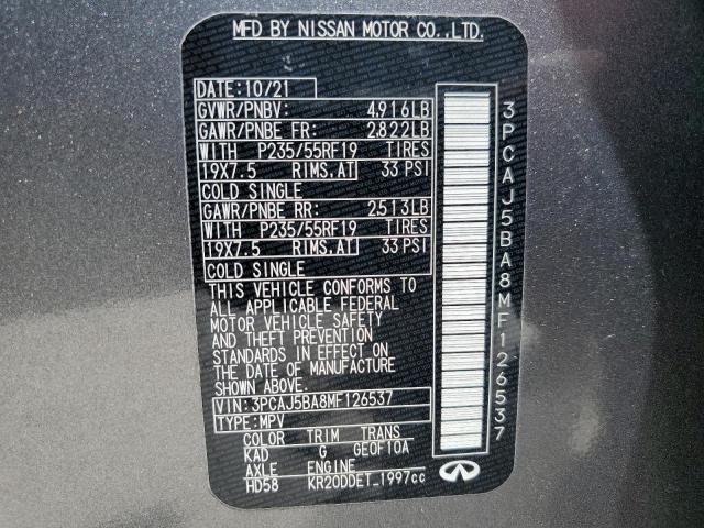 3PCAJ5BA8MF126537 - 2021 INFINITI QX50 LUXE CHARCOAL photo 13