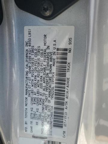 5TETX22N87Z466704 - 2007 TOYOTA TACOMA ACCESS CAB ვერცხლისფერი ფოტო 12