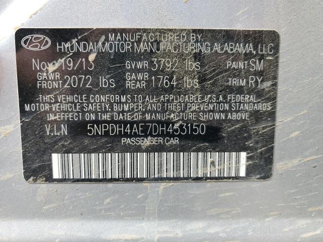 5NPDH4AE7DH453150 - 2013 HYUNDAI ELANTRA GLS SILVER photo 12