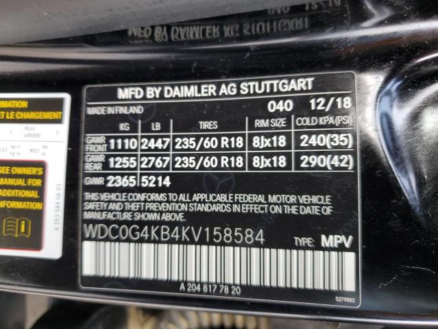 WDC0G4KB4KV158584 - 2019 MERCEDES-BENZ GLC 300 4MATIC BLACK photo 12