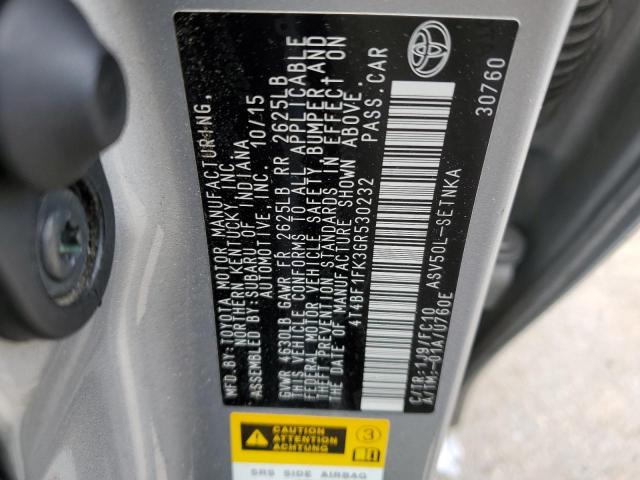 4T4BF1FK3GR530232 - 2016 TOYOTA CAMRY LE SILVER photo 13