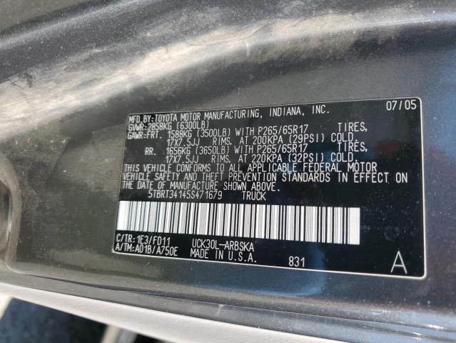 5TBRT34145S471679 - 2005 TOYOTA TUNDRA ACCESS CAB SR5 GRAY photo 12