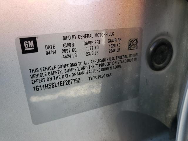 1G11H5SL1EF287752 - 2014 CHEVROLET MALIBU LTZ ვერცხლისფერი ფოტო 13