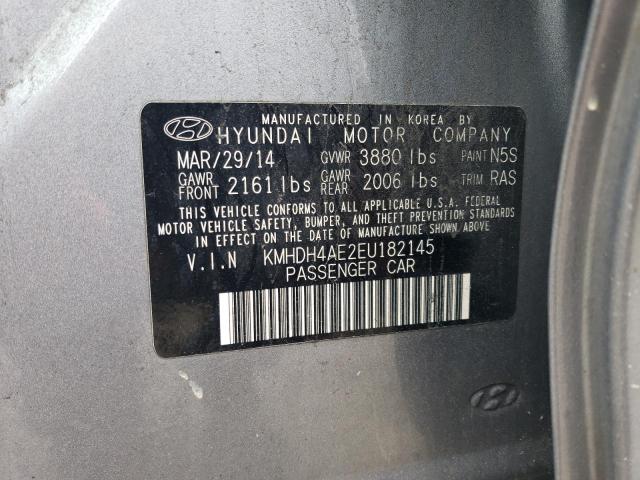 KMHDH4AE2EU182145 - 2014 HYUNDAI ELANTRA SE SILVER photo 12