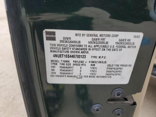 4NUET16S446700123 - 2004 ISUZU ASCENDER S 绿色 照片 13