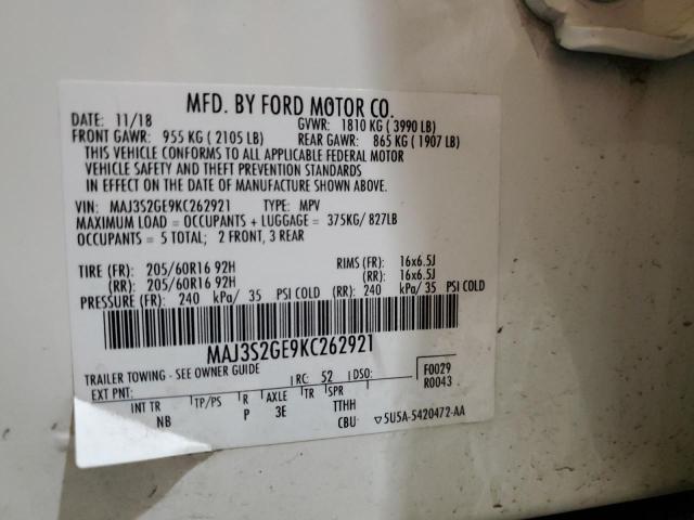 MAJ3S2GE9KC262921 - 2019 FORD ECOSPORT SE Blanco foto 14