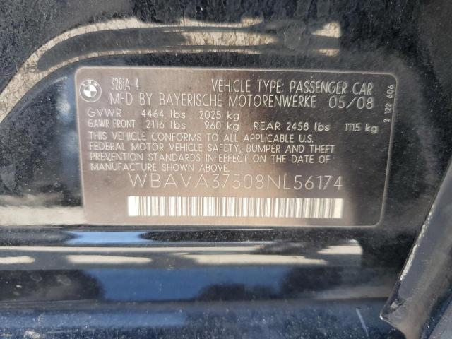 WBAVA37508NL56174 - 2008 BMW 328I I BLACK photo 12