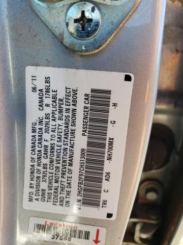 2HGFB2F97CH513009 - 2012 HONDA CIVIC EXL ვერცხლისფერი ფოტო 12