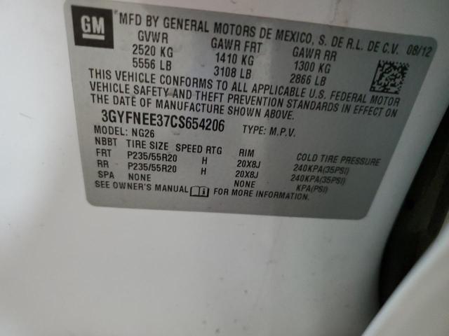 3GYFNEE37CS654206 - 2012 CADILLAC SRX PERFORMANCE COLLECTION Biały zdjęcie 13