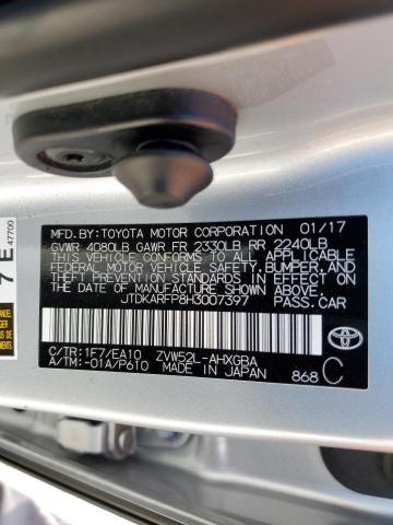 JTDKARFP8H3007397 - 2017 TOYOTA PRIUS PRIM SILVER photo 12